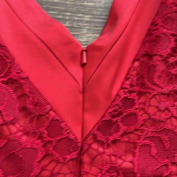 Small Jax Ruby Red Wine Midi Lace Satin Dress - Picture 8 of 10